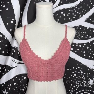 Hem & Thread Mauve Crochet Crop Top